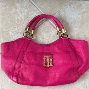 Tommy Hilfiger Fuchsia Shoulder Bag with Gold Accents